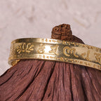 Fortune Jewel Six True Words 'om Mani Padme Hum' Heart Sutra Lotus Copper Brass Peace Cuff Bracelet Bangle