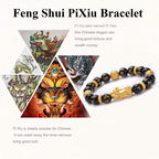 Black Obsidian Black Onyx Alloy Feng Shui Pixiu Strength Bracelet