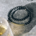 Fortune Jewel Frosted Cut Surface Black Onyx Copper Brass Double Wrap Protection Bracelet