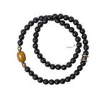 Fortune Jewel Frosted Cut Surface Black Onyx Topaz Beads Double Wrap Protection Bracelet