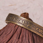 Fortune Jewel Six True Words 'om Mani Padme Hum' Heart Sutra Copper Brass Luck Wisdom Bracelet Bangle