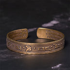 Fortune Jewel Six True Words 'om Mani Padme Hum' Heart Sutra Copper Brass Luck Wisdom Bracelet Bangle