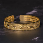 Fortune Jewel Six True Words 'om Mani Padme Hum' Heart Sutra Copper Brass Luck Wisdom Bracelet Bangle