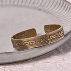 Fortune Jewel Six True Words 'om Mani Padme Hum' Heart Sutra Copper Brass Luck Wisdom Bracelet Bangle