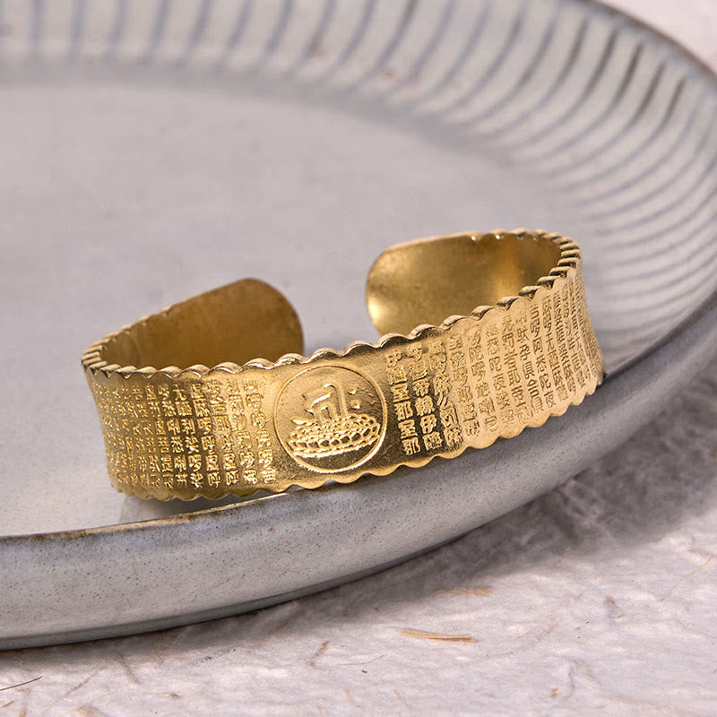 Fortune Jewel Great Compassion Mantra Copper Brass Luck Self Care Bracelet Bangle