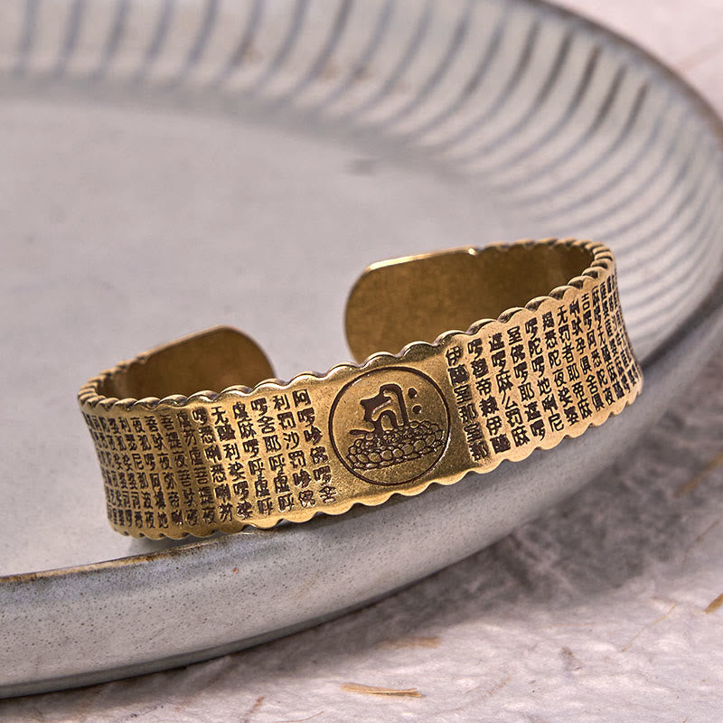Fortune Jewel Great Compassion Mantra Copper Brass Luck Self Care Bracelet Bangle
