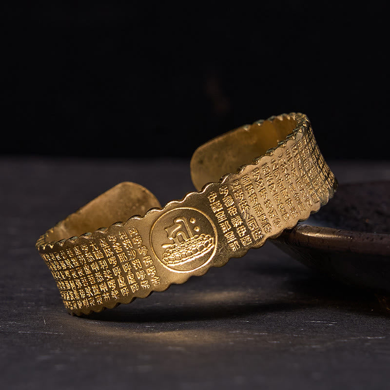 Fortune Jewel Great Compassion Mantra Copper Brass Luck Self Care Bracelet Bangle