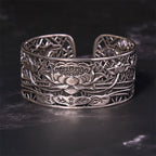 Fortune Jewel Hollow Lotus Silver Plated Copper Healing Enlightenment Bracelet Bangle