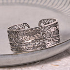 Fortune Jewel Hollow Lotus Silver Plated Copper Healing Enlightenment Bracelet Bangle
