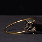 Fortune Jewel Lotus Flower Koi Fish Copper Brass Enlightenment Luck Bracelet Bangle