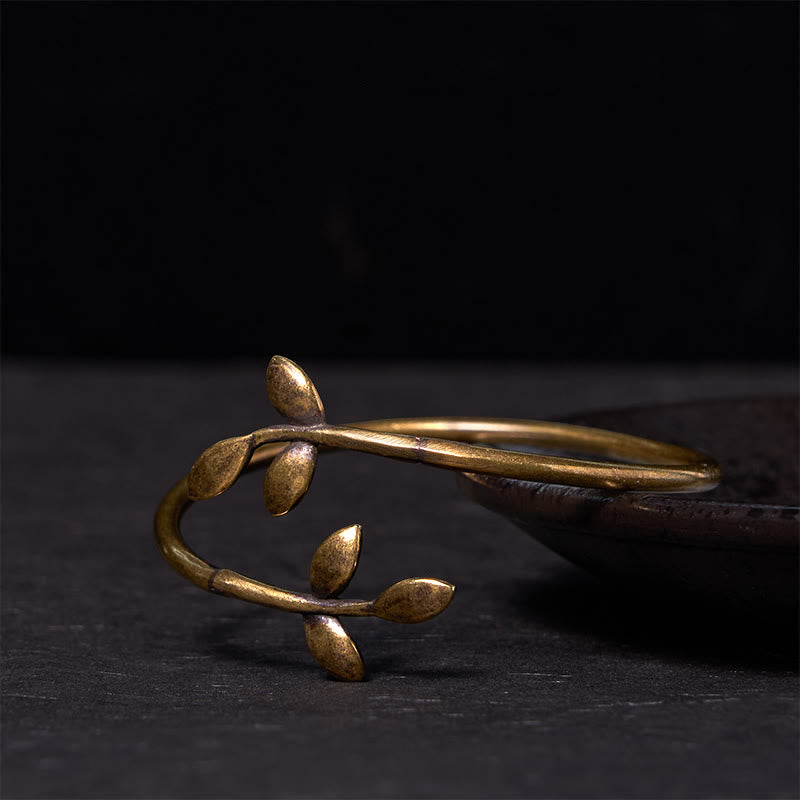 Fortune Jewel Lucky Clover Copper Brass Healing Bracelet Bangle