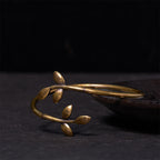 Fortune Jewel Lucky Clover Copper Brass Healing Bracelet Bangle