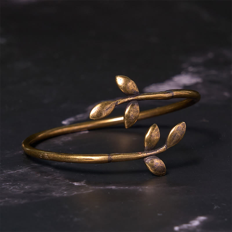 Fortune Jewel Lucky Clover Copper Brass Healing Bracelet Bangle