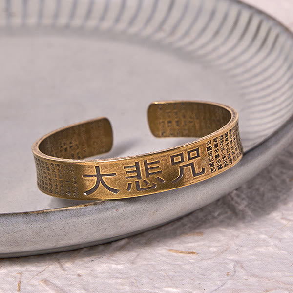 Fortune Jewel Great Compassion Mantra Copper Brass Luck Power Bracelet Bangle