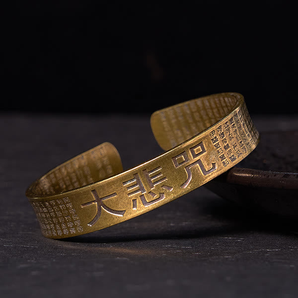 Fortune Jewel Great Compassion Mantra Copper Brass Luck Power Bracelet Bangle