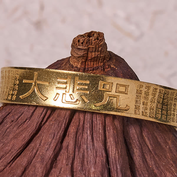 Fortune Jewel Great Compassion Mantra Copper Brass Luck Power Bracelet Bangle