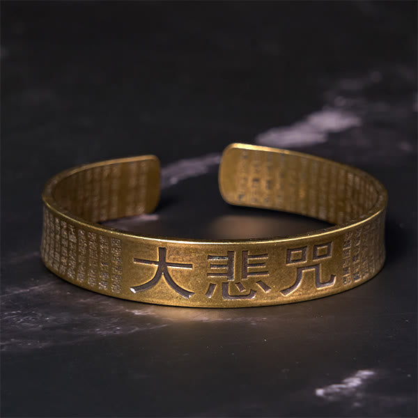 Fortune Jewel Great Compassion Mantra Copper Brass Luck Power Bracelet Bangle