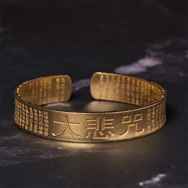 Fortune Jewel Great Compassion Mantra Copper Brass Luck Power Bracelet Bangle