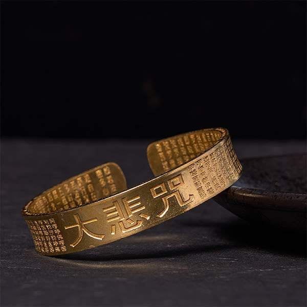 Fortune Jewel Great Compassion Mantra Copper Brass Luck Power Bracelet Bangle