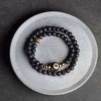Fortune Jewel Vintage Lava Rock Three-eyed Dzi Bead Copper Brass Beads Double Wrap Healing Bracelet