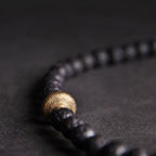 Fortune Jewel Vintage Lava Rock Three-eyed Dzi Bead Copper Brass Beads Double Wrap Healing Bracelet