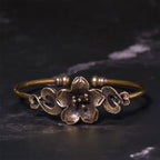 Fortune Jewel Flowers Leaves Copper Brass Luck Healing Cuff Bracelet Bangle