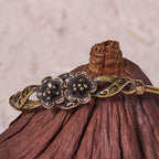 Fortune Jewel Flowers Leaves Copper Brass Luck Healing Cuff Bracelet Bangle