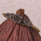 Fortune Jewel Flowers Leaves Copper Brass Luck Healing Cuff Bracelet Bangle