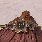 Fortune Jewel Flowers Leaves Copper Brass Luck Healing Cuff Bracelet Bangle