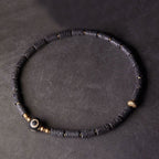 Fortune Jewel Vintage Lava Rock Three-eyed Dzi Bead Copper Brass Multi-turn Wrap Calm Bracelet