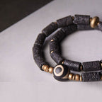 Fortune Jewel Vintage Lava Rock Three-eyed Dzi Bead Copper Brass Multi-turn Wrap Calm Bracelet