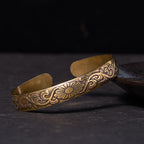 Fortune Jewel Daisy Flower Vine Copper Brass Luck Self Care Cuff Bracelet Bangle
