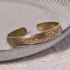 Fortune Jewel Daisy Flower Vine Copper Brass Luck Self Care Cuff Bracelet Bangle
