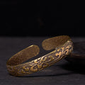 Fortune Jewel Flowers Copper Brass Balance Self Care Cuff Bracelet Bangle