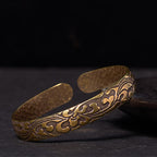 Fortune Jewel Flowers Copper Brass Balance Self Care Cuff Bracelet Bangle