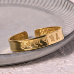 Fortune Jewel Six True Words 'om Mani Padme Hum' Heart Sutra Copper Brass Inner Peace Cuff Bracelet Bangle