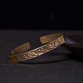 Fortune Jewel Six True Words 'om Mani Padme Hum' Heart Sutra Copper Brass Wisdom Peace Cuff Bracelet Bangle