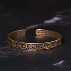 Fortune Jewel Six True Words 'om Mani Padme Hum' Heart Sutra Copper Brass Wisdom Peace Cuff Bracelet Bangle