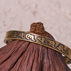 Fortune Jewel Six True Words 'om Mani Padme Hum' Heart Sutra Copper Brass Wisdom Peace Cuff Bracelet Bangle