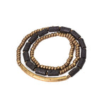 Fortune Jewel Vintage Lava Rock Copper Brass Multi-turn Wrap Calm Bracelet