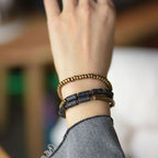 Fortune Jewel Vintage Lava Rock Copper Brass Multi-turn Wrap Calm Bracelet