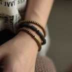 Fortune Jewel Vintage Lava Rock Copper Brass Multi-turn Wrap Calm Bracelet