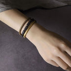 Fortune Jewel Vintage Lava Rock Copper Brass Multi-turn Wrap Calm Bracelet
