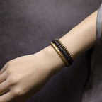 Fortune Jewel Vintage Lava Rock Copper Brass Multi-turn Wrap Calm Bracelet