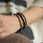 Fortune Jewel Vintage Lava Rock Copper Brass Multi-turn Wrap Calm Bracelet