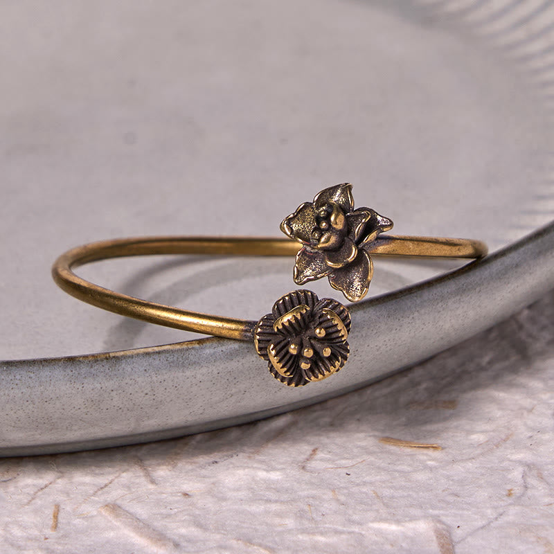 Fortune Jewel Peach Blossom Copper Brass Healing Bracelet Bangle