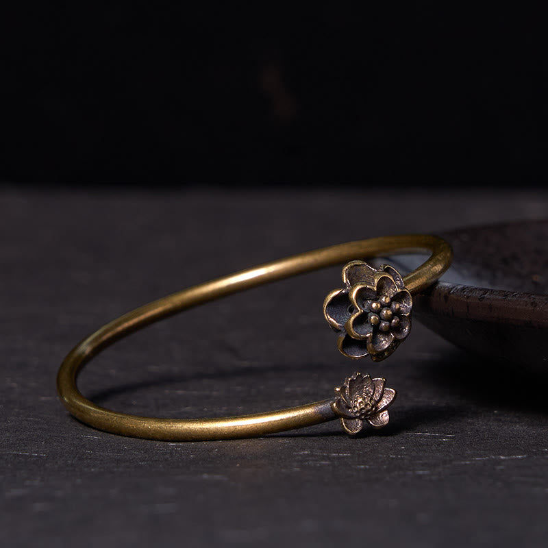 Fortune Jewel Peach Blossom Copper Brass Healing Bracelet Bangle