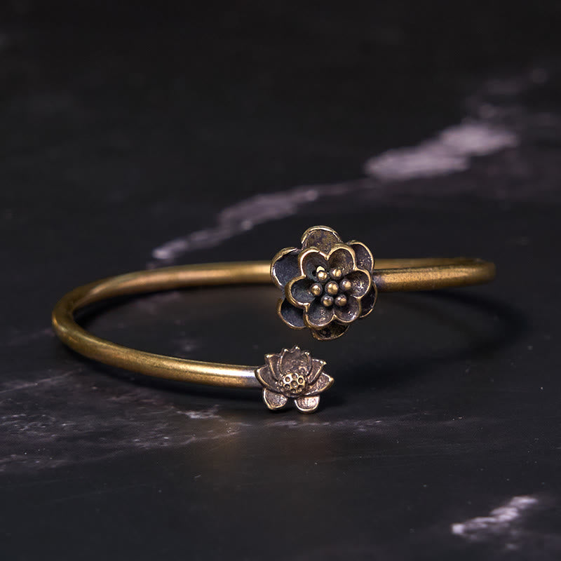 Fortune Jewel Peach Blossom Copper Brass Healing Bracelet Bangle