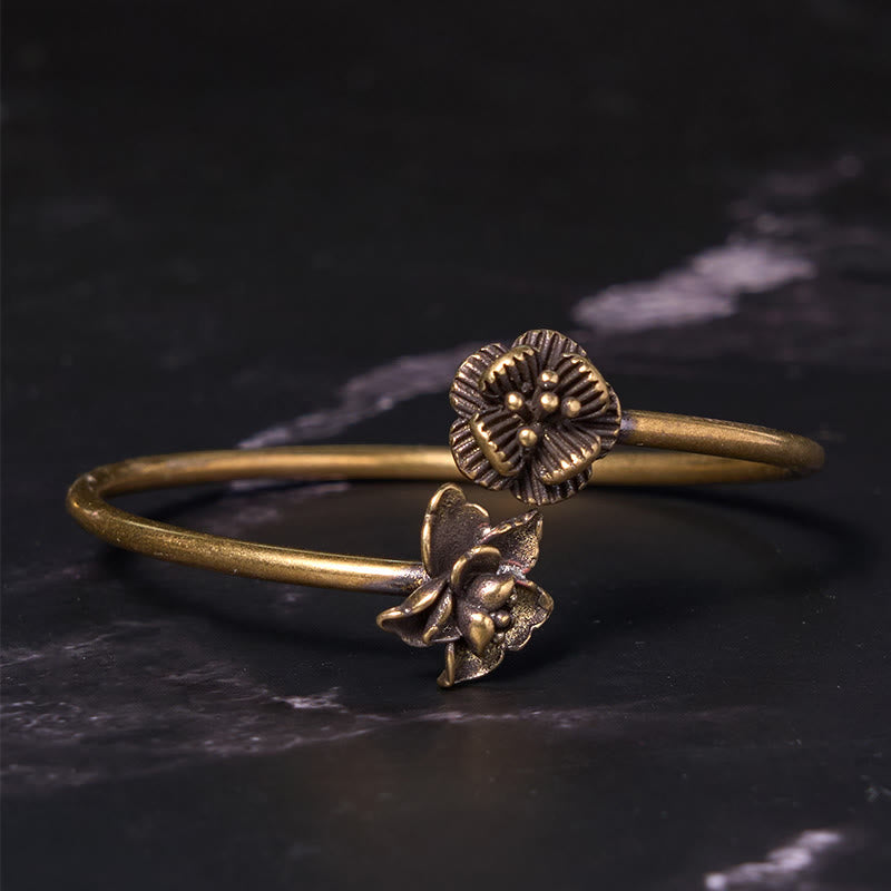 Fortune Jewel Peach Blossom Copper Brass Healing Bracelet Bangle