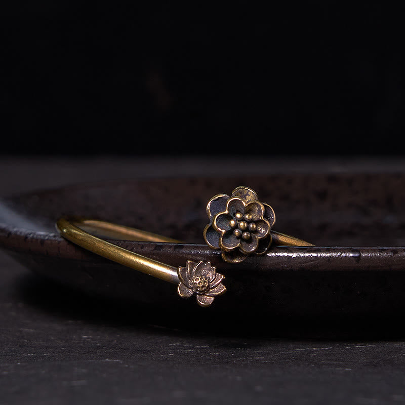 Fortune Jewel Peach Blossom Copper Brass Healing Bracelet Bangle
